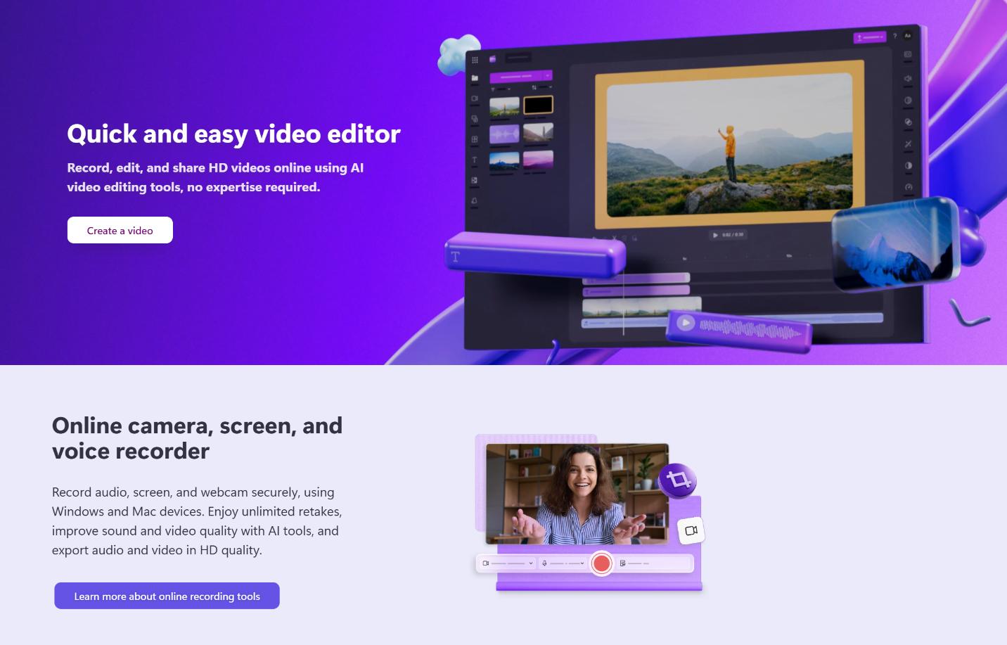 Clipchamp 界面截图