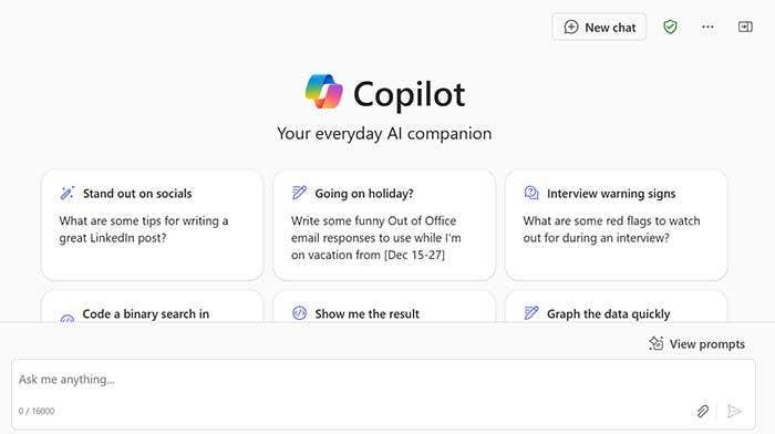 Microsoft Copilot 界面截图
