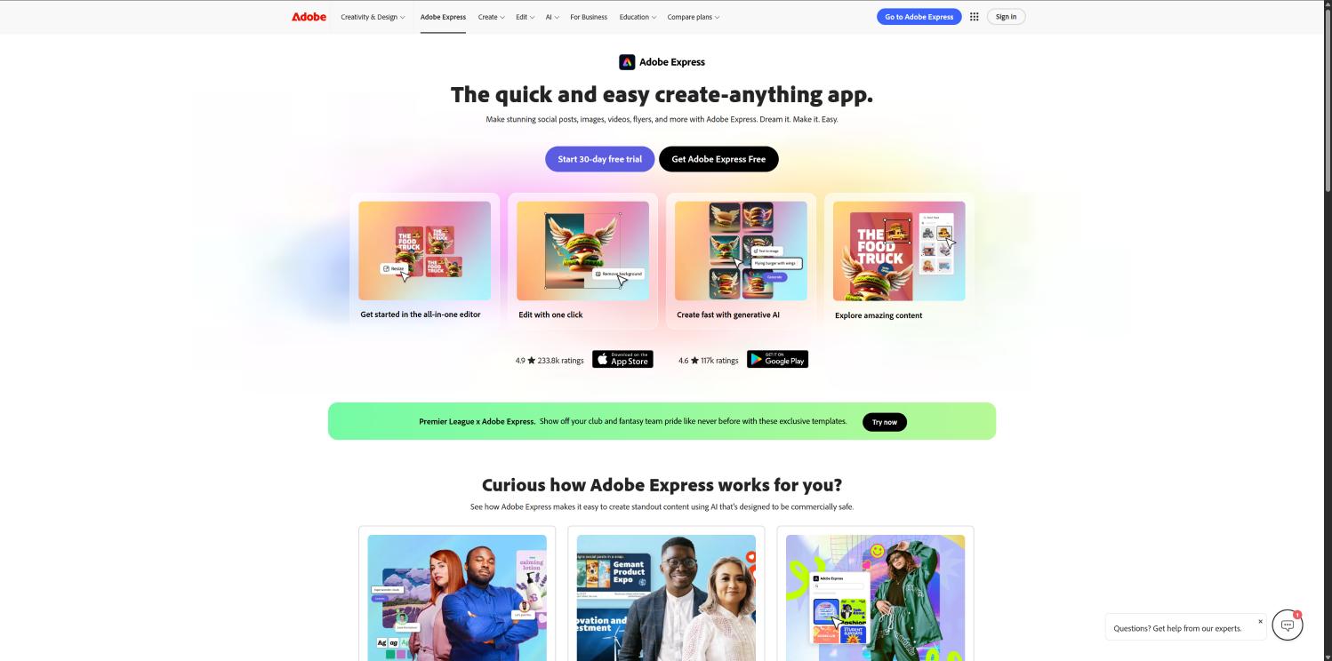 Adobe Express 界面截图