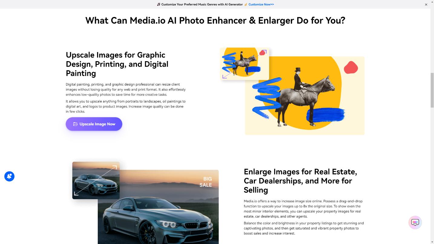 Media.io Image Upscaler 界面截图