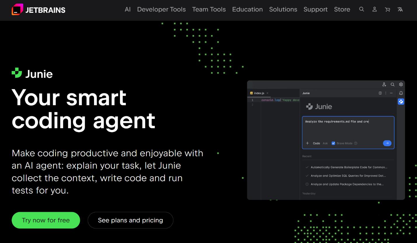 Junie（JetBrains AI 编程智能体） 界面截图