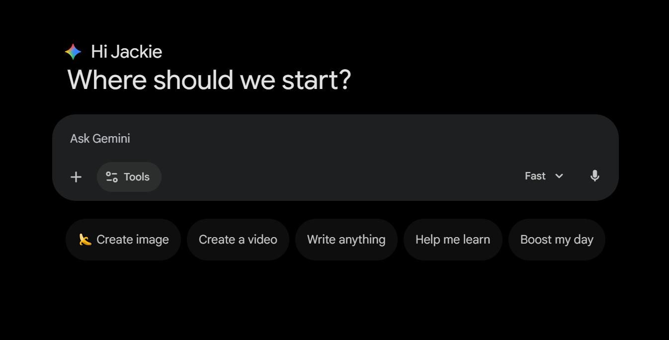 Google Gemini 界面截图