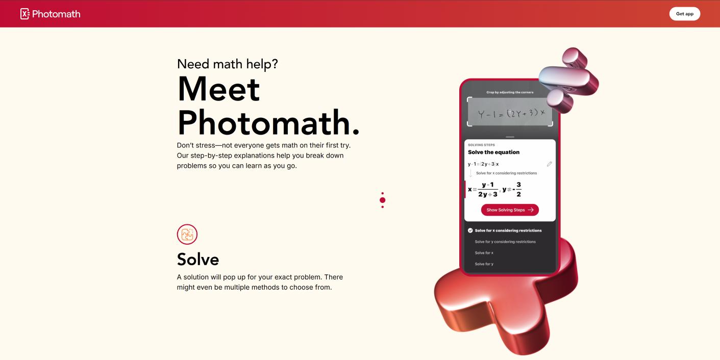 PhotoMath 界面截图