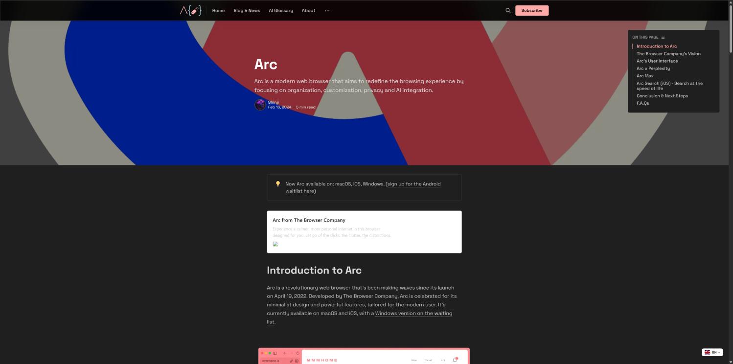Arc Browser 界面截图